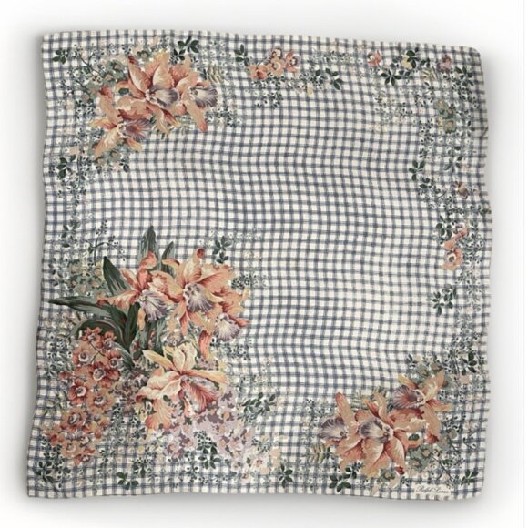 Scarf - Ralph Lauren Floral Silk Square 34 X 35” MultiColor - Picture 6 of 6